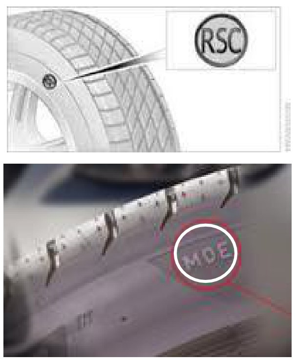 RSC and MOE markings on a Runflat tyre sidewall