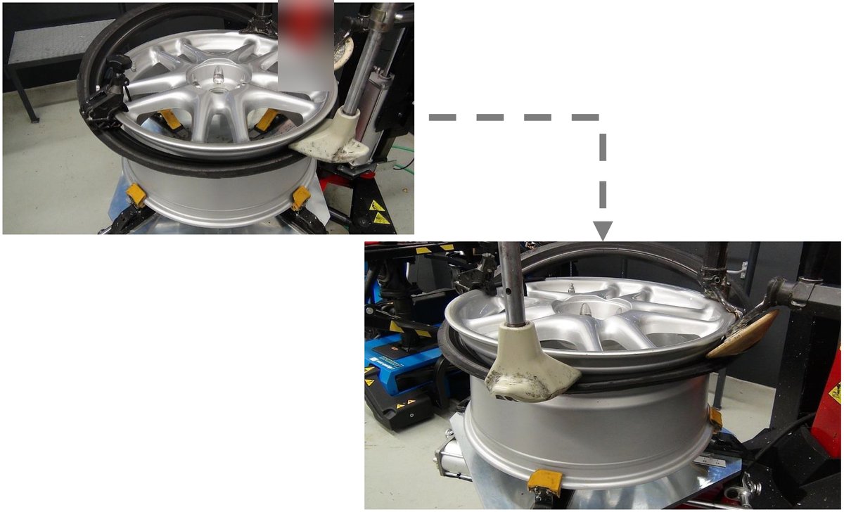 Movement of tyre and rim during fitting – stage 2