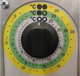 Heating cabinet thermostat with temperature and time setting